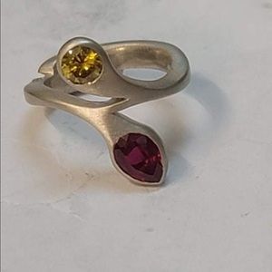 Ruby and citrine Sterling - silver ring